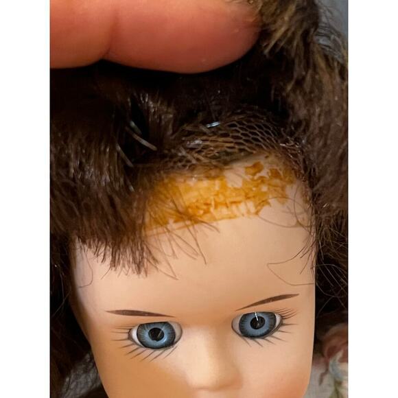 Vintage Porcelain Doll Lot. Doll w/ Blue Eyes Brown Hair.Dresses Shoes Hat 10.5" - Picture 9 of 9